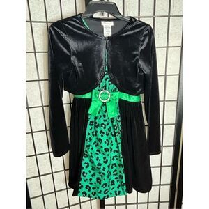 Bonnie Jean Black/Green Velvet Jacket/Dress